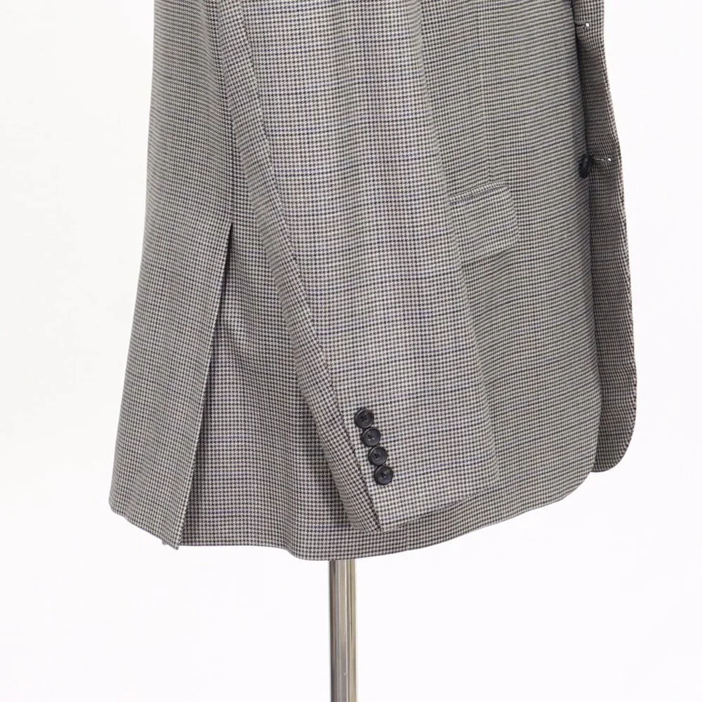 Hart Schaffner Marx Bespoke 44R Gray Sport Coat Blazer Jacket Check 2B Silk T140